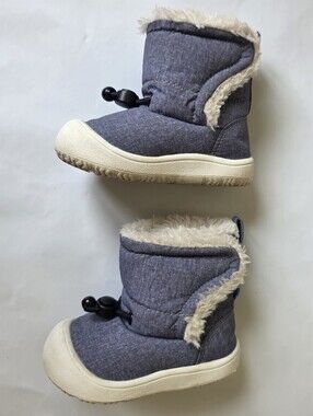 Kids Faux-Fur Lined Winter Boots in Heather Blue Jan & Jul